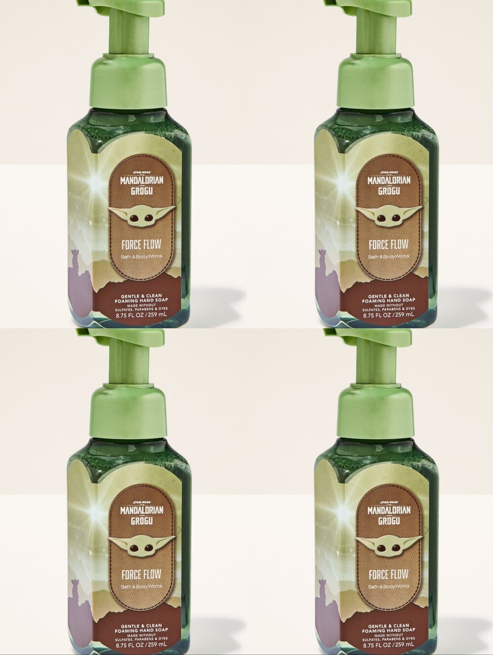 Bath & Body Works Mandalorian Grogu Force Flow Foaming Hand Soap Set of 4 NEW